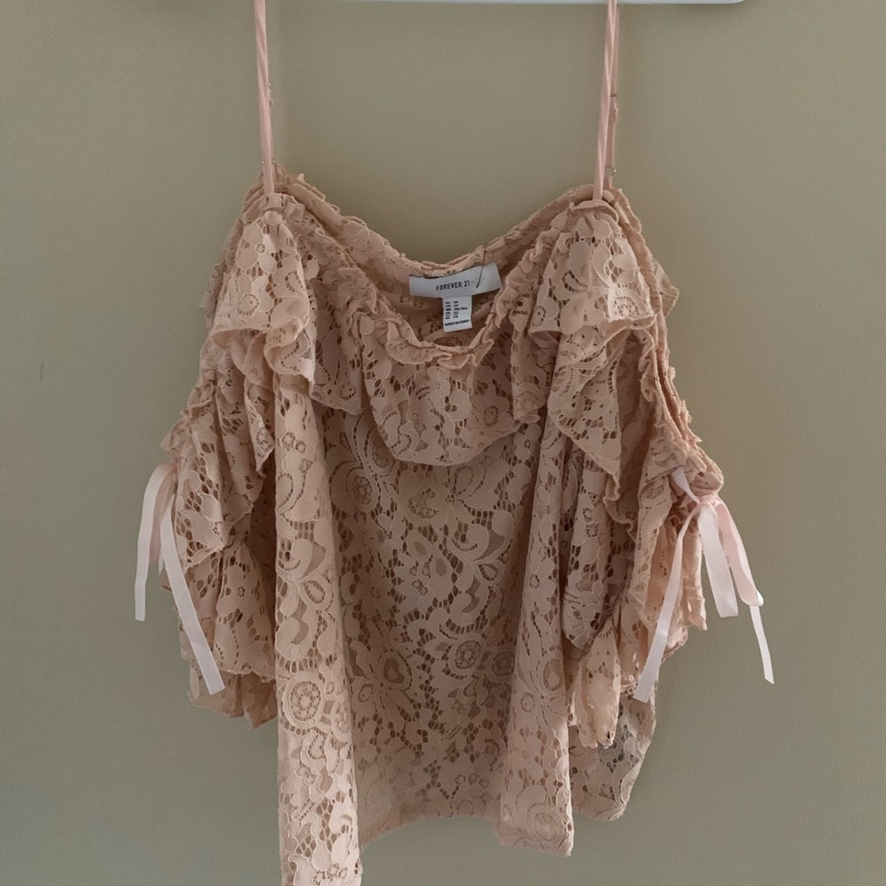 Forever 21 Floral/Lace Crop Top
